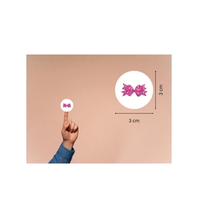 Pembe Şeker Fiyonk Etiketi Fiyonk Baskılı Yuvarlak Mat Çıkartma Candy 3 Cm (95 Adet)