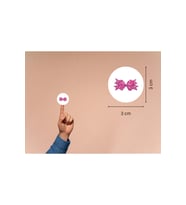 Pembe Şeker Fiyonk Etiketi Fiyonk Baskılı Yuvarlak Mat Çıkartma Candy 3 Cm (95 Adet)