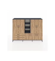 Hyperion Dolap 11 Raflı 3 Çekmeceli 7 Kapaklı 220x44x163 Antrasit-Çam