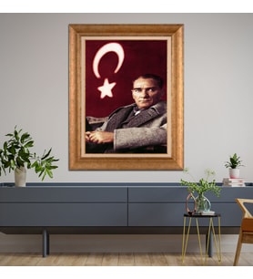 Altın Varaklı Paspartulu Çerçeveli Tablo hb1496