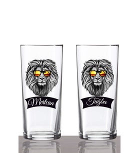 Kişiye Özel 2'li Gözlüklü Aslan Rakı Bardağı