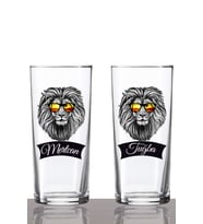 Kişiye Özel 2'li Gözlüklü Aslan Rakı Bardağı