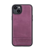 Bouletta Apple iPhone 14 Plus Uyumlu Deri Standlı Arka Kapak CZ7 (Mor)
