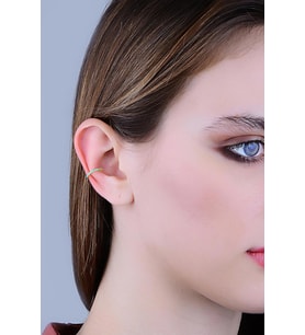 Gümüş altın yaldızlı turkuaz taşlı sıkıştırmalı kıkırdak küpe ear cuff SGTL11966GOLD