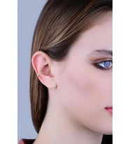 Gümüş altın yaldızlı turkuaz taşlı sıkıştırmalı kıkırdak küpe ear cuff SGTL11966GOLD