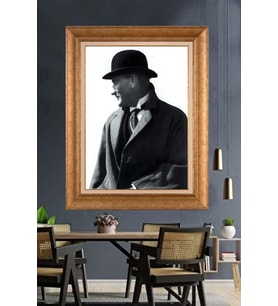 Altın Varaklı Çerçeveli Paspartulu Atatürk Tablo TR1212 (Gold)