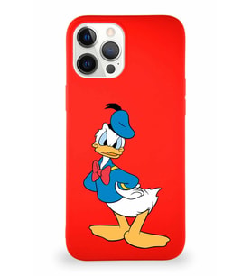 Apple iPhone 12 Pro Max Soft Premier Kapak Donald Duck-D Tasarımlı Silikon Kılıf - Kırmızı (Şeffaf)