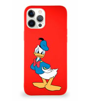 Apple iPhone 12 Pro Max Soft Premier Kapak Donald Duck-D Tasarımlı Silikon Kılıf - Kırmızı (Şeffaf)