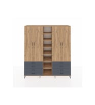 Hyperion Dolap 10 Raflı 8 Çekmeceli 2 Askılı 220x44x243 Çam-Çam/Antrasit