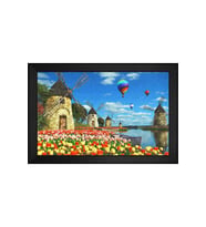 Manzara Temalı Kanvas Tablo 50 x 70 cm Siyah Çerçeve
