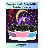 Özel Üretim 8 Modlu Rgb Çok Renkli Pilli Projeksiyonlu Dönen Çocuk Bebek Odası Lamba