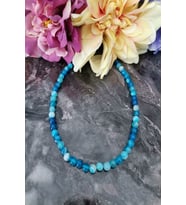 8 MM MAVİ AKİK DOĞAL TAŞ KOLYE