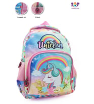 2 Gözlü Unicorn Anaokulu Çantası - Kız Çocuk Çanta Kreş Çantası - Gökkuşağı Unicorn Çanta (Çok Renkli)