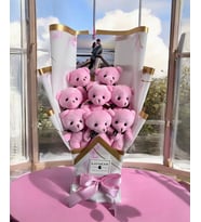 Laynear Kişiye Özel Fotoğraflı Pembe Peluş Ayıcık Buketi