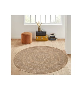 Eliana Home Baskılı, Yıkanabilir Kaymaz Taban Yuvarlak Halı LNA7054 120x120 cm (Bej)