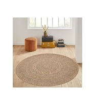 Eliana Home Baskılı, Yıkanabilir Kaymaz Taban Yuvarlak Halı LNA7054 120x120 cm (Bej)