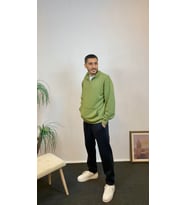 Erkek 3 iplik Yarım Fermuarlı Kanguru Çepli Sweatshırt spr24sw22 (Haki)