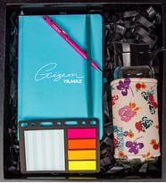 eJOYA Kişiye Özel Defter Kalem Matara Ve Mini Organizer Ofis Kırtasiye Hediye Kutusu 110342 (Turkuaz)