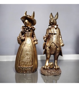 Damat ve Gelin Tavşan Rose Gold Biblo Seti