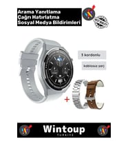 IOS Android Siyah Gümüş 3 Kordonlu Akıllı Saat Smartwatch