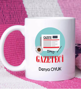 Gazeteci Tasarımlı Kişiye Özel Hediye Gazeteci Kupa Bardak