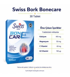 Swiss Bork Bonecare Kalsiyum ve Magnezyum 30 Tablet