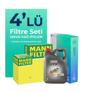 MANN Alfa Mito 1.4 TB Filtre Bakım Seti Castrol Motor Yağlı (2009-2018) 4 Lü