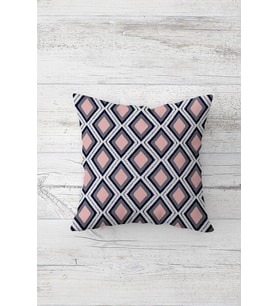Geometrik Desenli Çift Tarafı Baskılı Gizli Fermuarlı Yastık Kılıfı Kırlent Koltuk Yastık Kılıfı (Pembe)