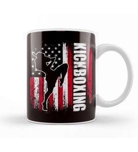 US American Flag Kickboxing Fighter Kickboxer Martial Arts Kupa Bardak Porselen