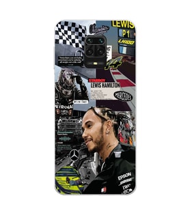 Redmi Note 9 Pro / 9s Uyumlu Lewis Hamilton Kolaj Tasarımlı Şeffaf Telefon Kılıfı