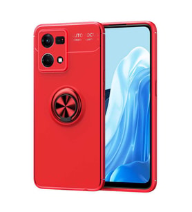 Oppo Reno 7 4G Kılıf Zore Ravel Yüzüklü Silikon Kılıf (Kırmızı)