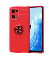Oppo Reno 7 4G Kılıf Zore Ravel Yüzüklü Silikon Kılıf (Kırmızı)