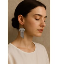 Didyma Silver Column El Yapımı Gümüş Renkli Sütun Küpe