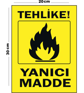 Metal Tehlike Yanıcı Madde 20cm x 30cm A4 Büyüklüğünde Uyarı Levhası Yönlendirme Tabelası