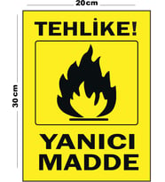 Metal Tehlike Yanıcı Madde 20cm x 30cm A4 Büyüklüğünde Uyarı Levhası Yönlendirme Tabelası