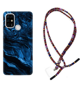 Casper E30 F20 X20 Kılıf Boyun Asklı Rasta Silikon Blue MArble 1379