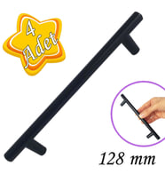 4 Adet Boy Kulp Mat Siyah 128 mm Kulp Mobilya Mutfak Dolabı Çekmece Dolap Kapak Kulpu Kulbu Metal Kulpları