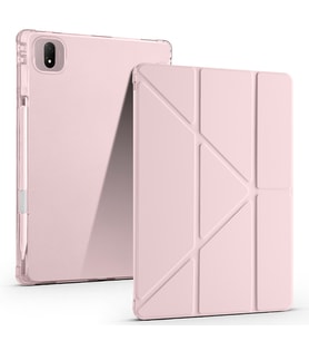 Honor Pad GT Pro Uyumlu Kılıf Zore Tri Folding Kalem Bölmeli Standlı Kılıf (Rose Gold Altın)