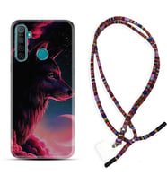 Realme 5i 5 Pro 6i 7 Pro 8 Kılıf Boyun Asklı Rasta Silikon Wolf and Moon 1380