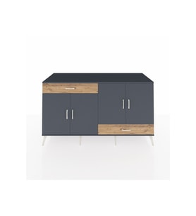 Kronos Konsol 5 Raflı 2 Çekmeceli 4 Kapaklı 176x59x99 Antrasit-Antrasit/Çam