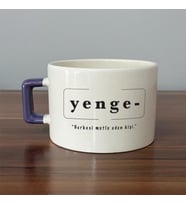 Yenge Baskılı Mor Kulplu C Fincan