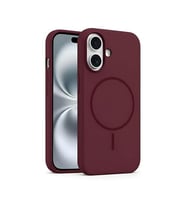 Coverzone ?phone 16e ile Uyumlu Kadife ?� Y�zeyli Premium Silikon K?l?f MagSafe ile Uyumlu Kablosuz ?arj Destekli Darbe Emici Yumu?ak Dokulu Koruma Tasar?ml? Telefon K?l?f? Bordo