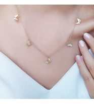 925 Ayar Gümüş Kelebek Kolye (Gold)