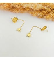 Kişiye Özel 925 Ayar Gümüş Örümcek Ağı ve Örümcek Model Küpe (Gold)