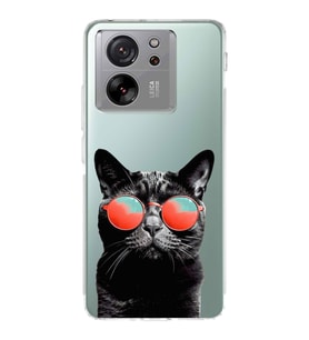 PrintiFy Xiaomi Mi 13T Pro ile Uyumlu Kedi 3 Kamera Korumalı Şeffaf Kılıf