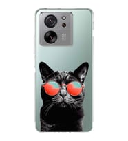 PrintiFy Xiaomi Mi 13T Pro ile Uyumlu Kedi 3 Kamera Korumalı Şeffaf Kılıf