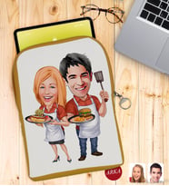 BK Gift Kişiye Özel Sevgililer Karikatürlü Taşınabilir Koruyucu Tablet Kılıfı & Organizer Çanta - Sarı-57