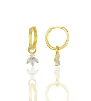 Gümüş altın yaldızlı zirkon  üç taşlı lotus çiçeği küpe SGTL11939GOLD