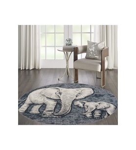 Eliana Home Baskılı, Yıkanabilir Kaymaz Taban Yuvarlak Halı LNA7126 120x120 cm (Gri)