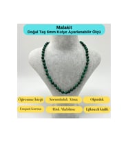 SERTİFİKALI Malakit Doğal Taş 6mm Makrome Kolye 45cm- 55cm Ayarlanabilir Ölçü